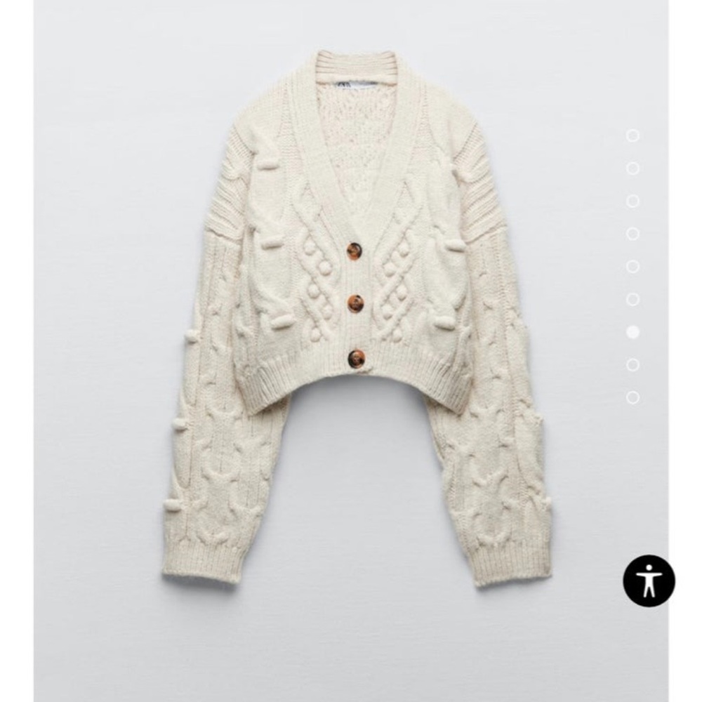 Zara oversized cable knit cropped cardigan